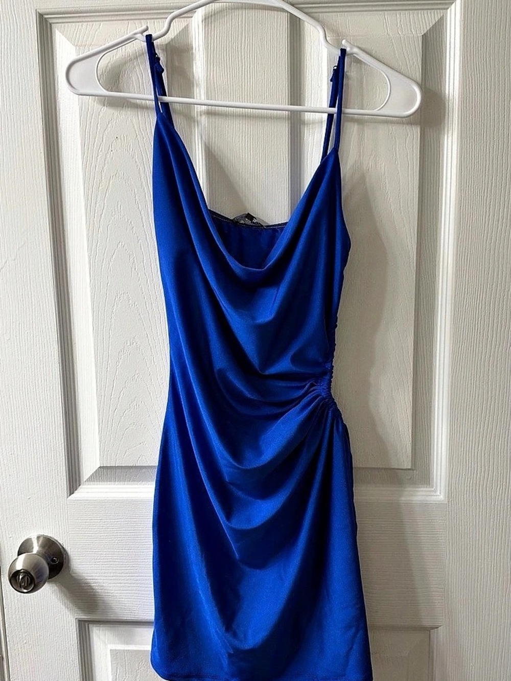 Fashion Nova Blue Ruched Mini Dress